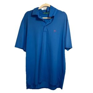 Southern Tide Polo Men's Large Blue‎ Golf Performance Stretch Logo Collared